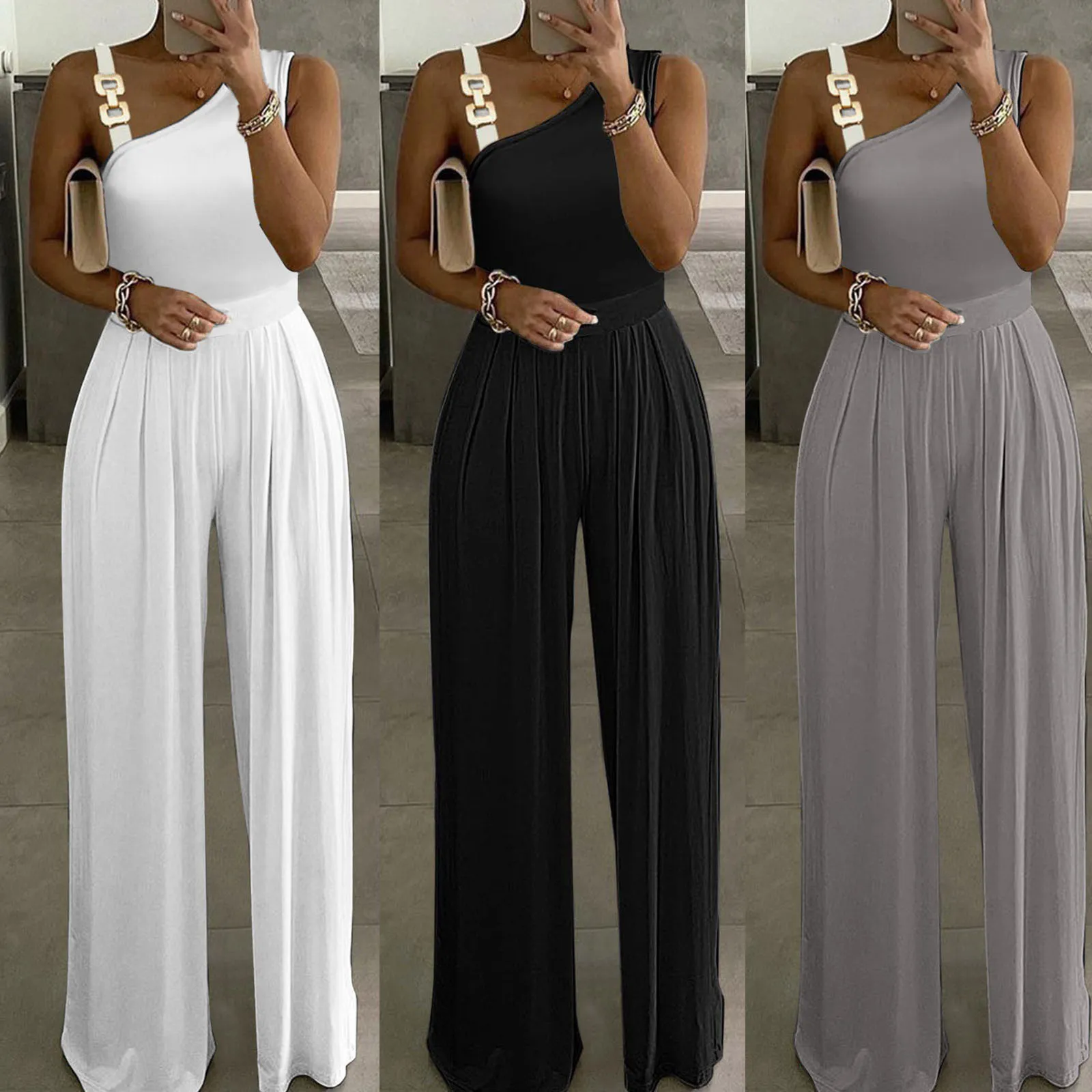 Sleeveless Summer Jumpsuits for Women - Casual, Wide-Leg