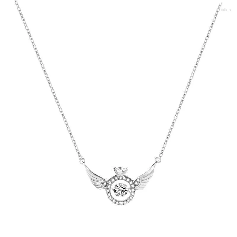 Pendant Necklaces 3D Lucky Little Zircon Angel's Wing Love Heart Mother's Day Necklace Crown Woman Girl Wedding Blessing Gift
