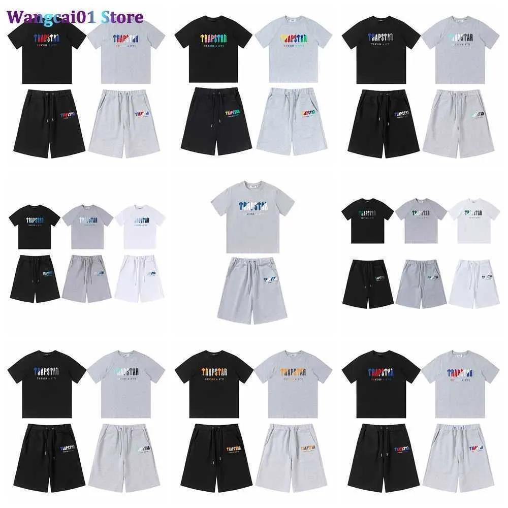 wangcai01 Herren T-Shirts Trapstar Frühling Sommer Männer Frauen T-Shirt Regenbogen Handtuch Stickerei Hip Hop High Street Casual Short Seve Shorts Anzug 0320H23 0320H23