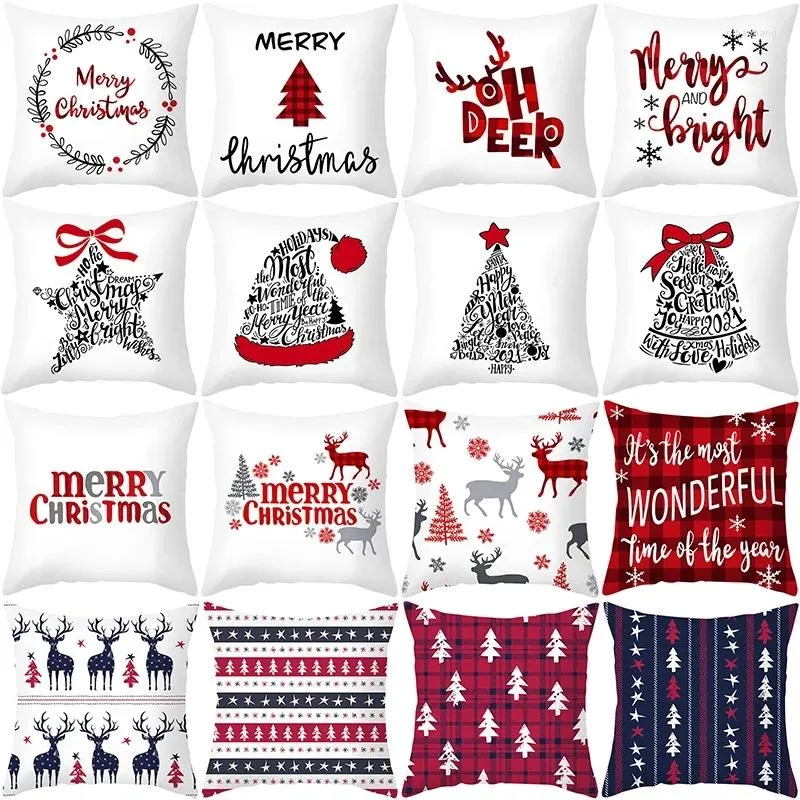 Décorations de noël 45cm housse de coussin Navidad joyeux pour la maison 2023 noël Noel ornements de noël cadeaux d'année