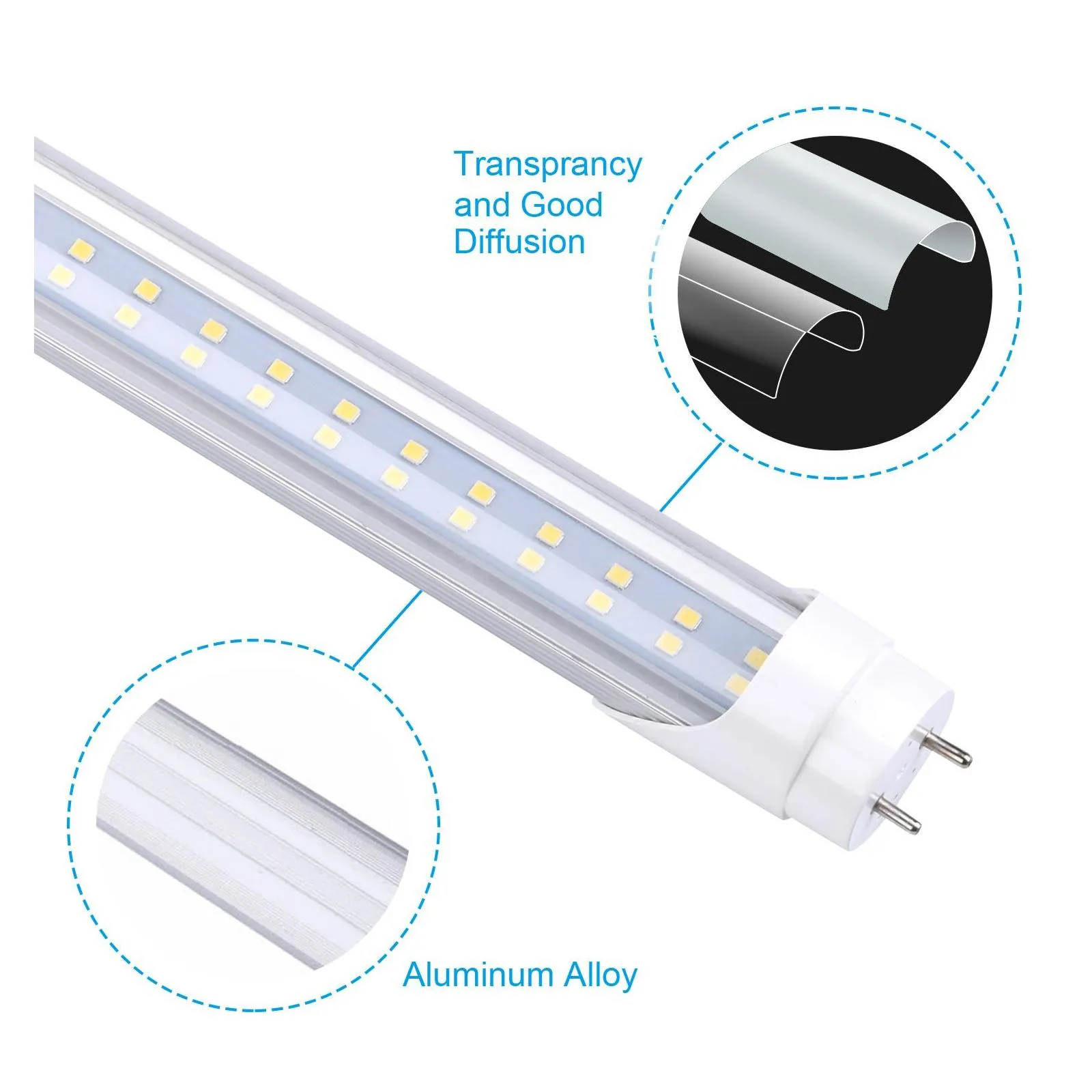 Tubes LED T8 Light Tube 4Ft Dualend Alimenté Ballast Bypass 18W 40W Équivalent Fluorescent Bb Remplacement Clair Er Ac85265V Éclairage Dhu7A