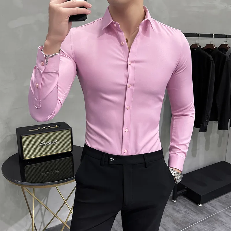 Men's Casual Shirts Plus Size 7XL 6XL 5XL Solid Business Formal Wear Long Sleeve Men Dress Shirts Simple All Match Slim Fit Casual Chemise Homme 230320