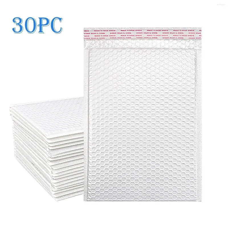 Sacs de rangement 30pc Bubble Mailers Blanc Poly Mailer Auto Seal Rembourré Sac Cadeau Emballage Enveloppe Livre Paquet