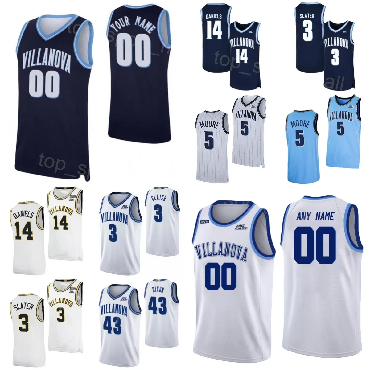 Villanova Wildcats College Basketball Jersey Dixon, Daniels, Moore