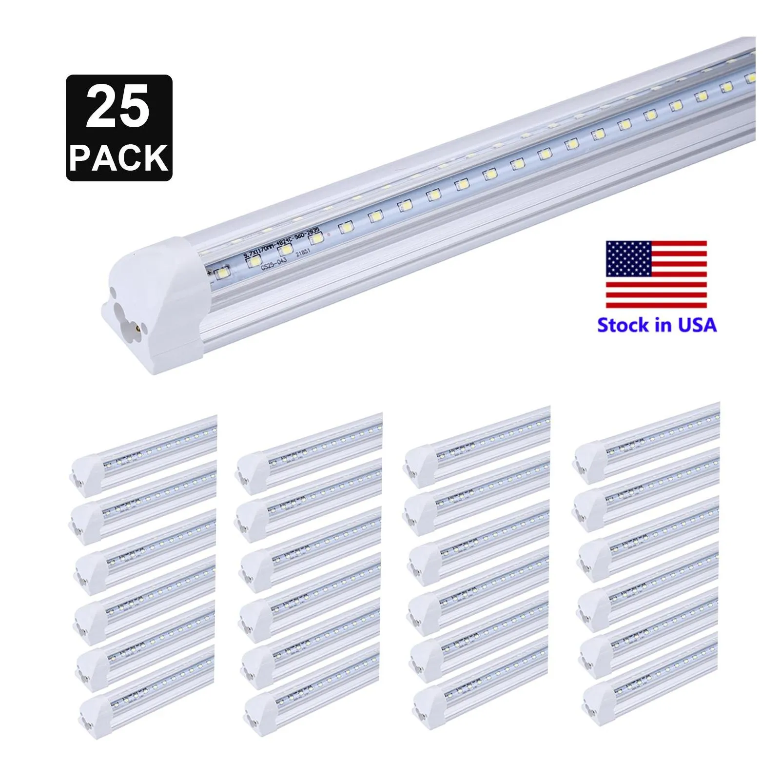 Led Tubes 120W V Shaped Double Side 4 Rows 8Ft T8 4Ft 5Ft 6Ft Integrated Tube Light Cooler Door Shop Drop Delivery Lights Lighting Bb Dhuuk