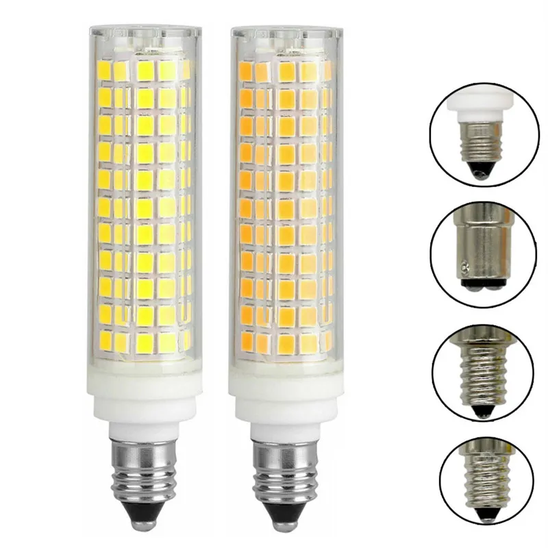 لمبة LED Dimmable 15W BA15D E11 E12 E14 136 LEDS SMD 2835 مصابيح الذرة السيراميك استبدال 100W مصابيح الهالوجين 220V 110V الإضاءة الرئيسية D2.0