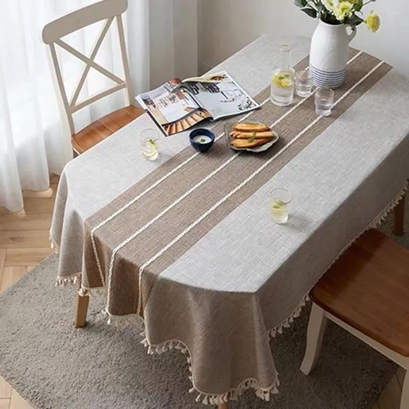 Talha de linho decorativo de toalha de mesa toalha de mesa com borla Impermeável ova