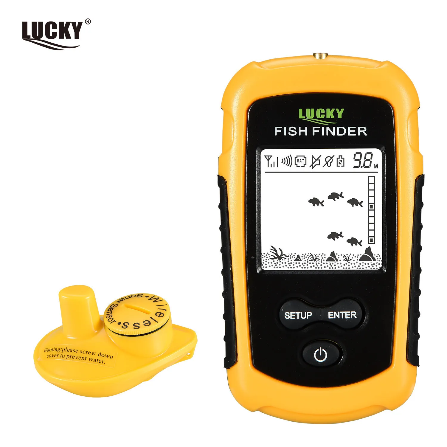 Fish Finder LUCKY FFW11081 FFCW11081 Fish Finder Portable echo sounder Wireless Range 400feet120m Electronic Fishing Tackle 230320