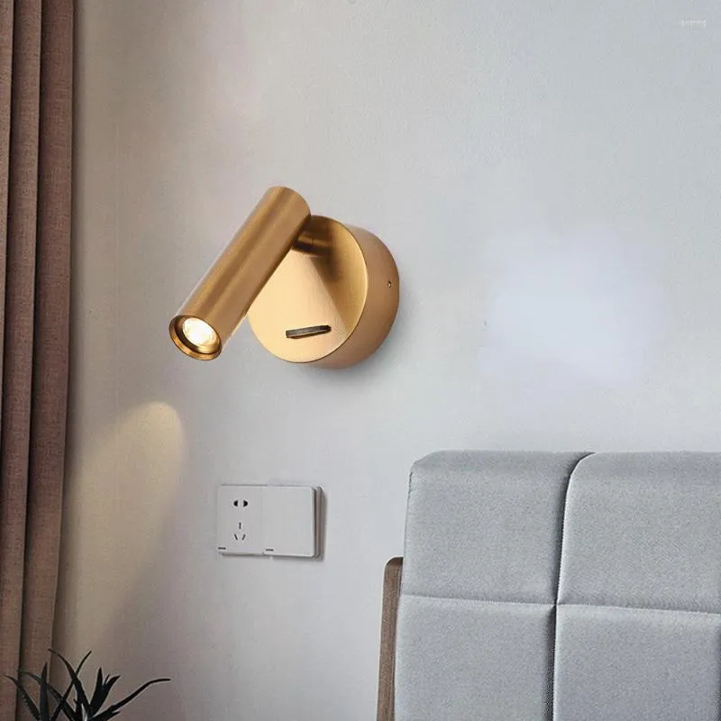 Lampe murale en laiton Indoor LED Ponde avec commutation décorat chambre El chambre d'hôtes lit de tête de lit Lisez la lumière