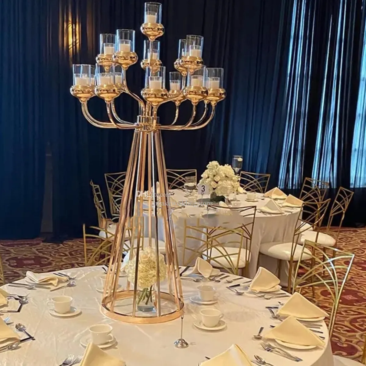 3-arm Tealight Candle Holder Set Crystal Candle Holders Set Of 3 - Gold  Tealight Candelabra Wedding Centerpieces Gold Candle Stand, image size:1200x1200