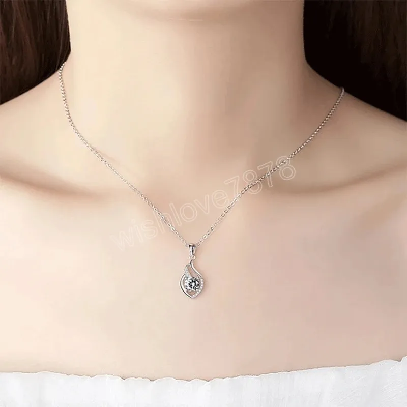 Collana da sposa con temperamento, ciondolo con zirconi bianchi, accessori il collo da donna eleganti, gioielli di dichiarazione