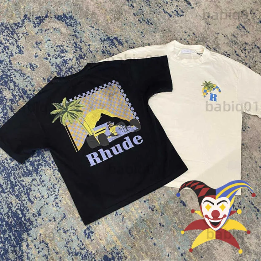 Herr t-shirts vintage rhude moonlight tropics t-shirt män kvinnor överdimensionerade t shirts rh car tops tee t230321