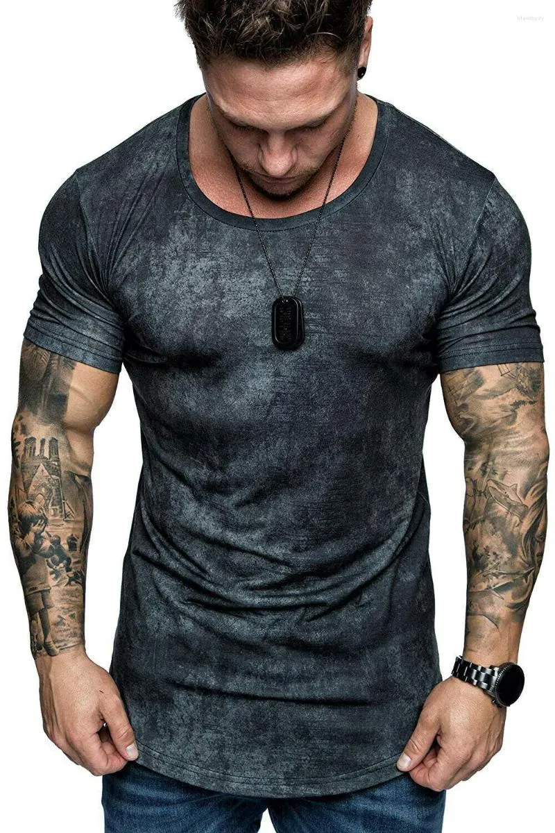 Men's T Shirts Gym T-Shirt Casual Crew Neck Short Sleeve Sports Top Muscle Bodybuilding Tee Trendy Slim Fit Summer Clothing