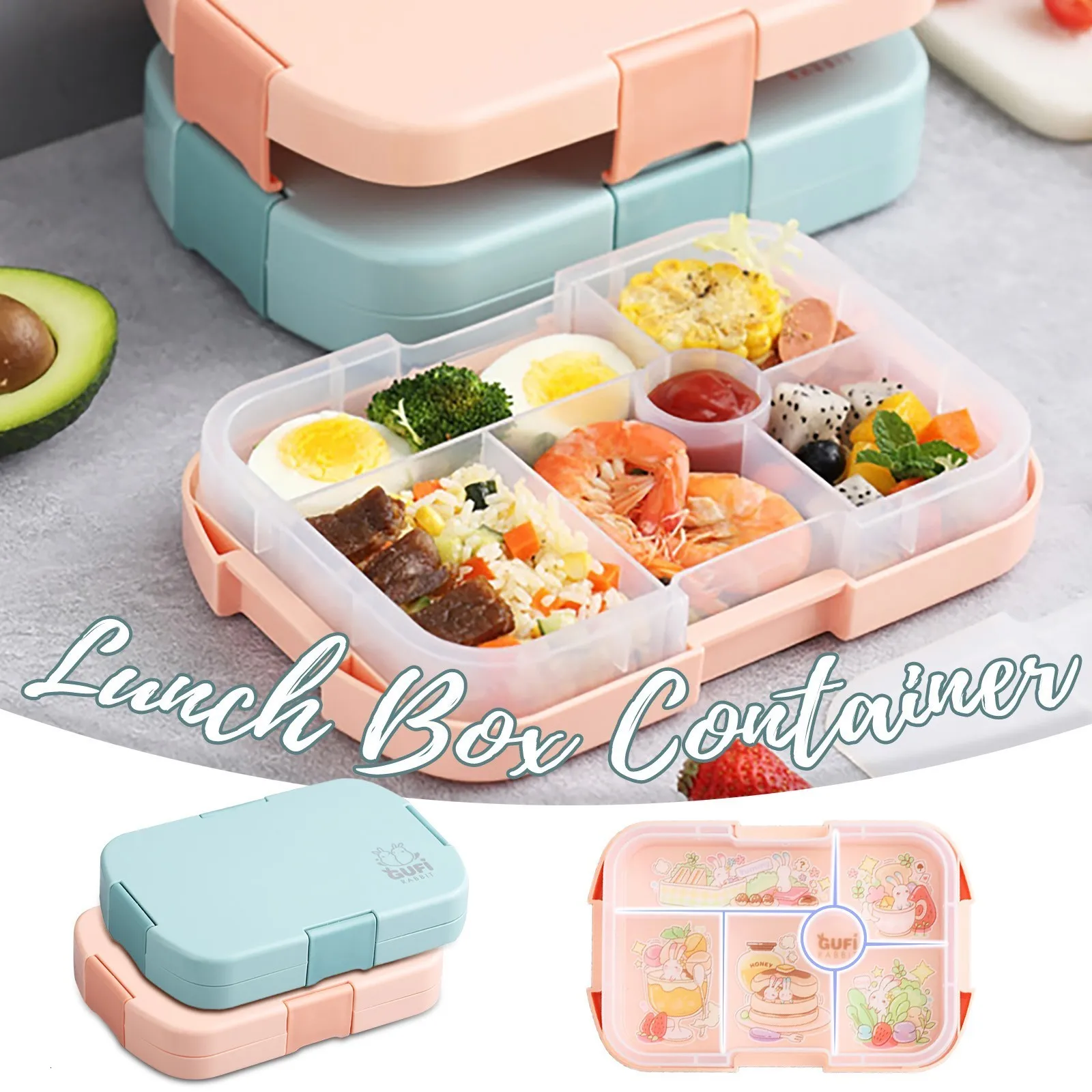 Lunch Boxes Office Worker with 6 Compartment Japanese Style Portable Microwave Bento Separated Insulation Heated Set 230320