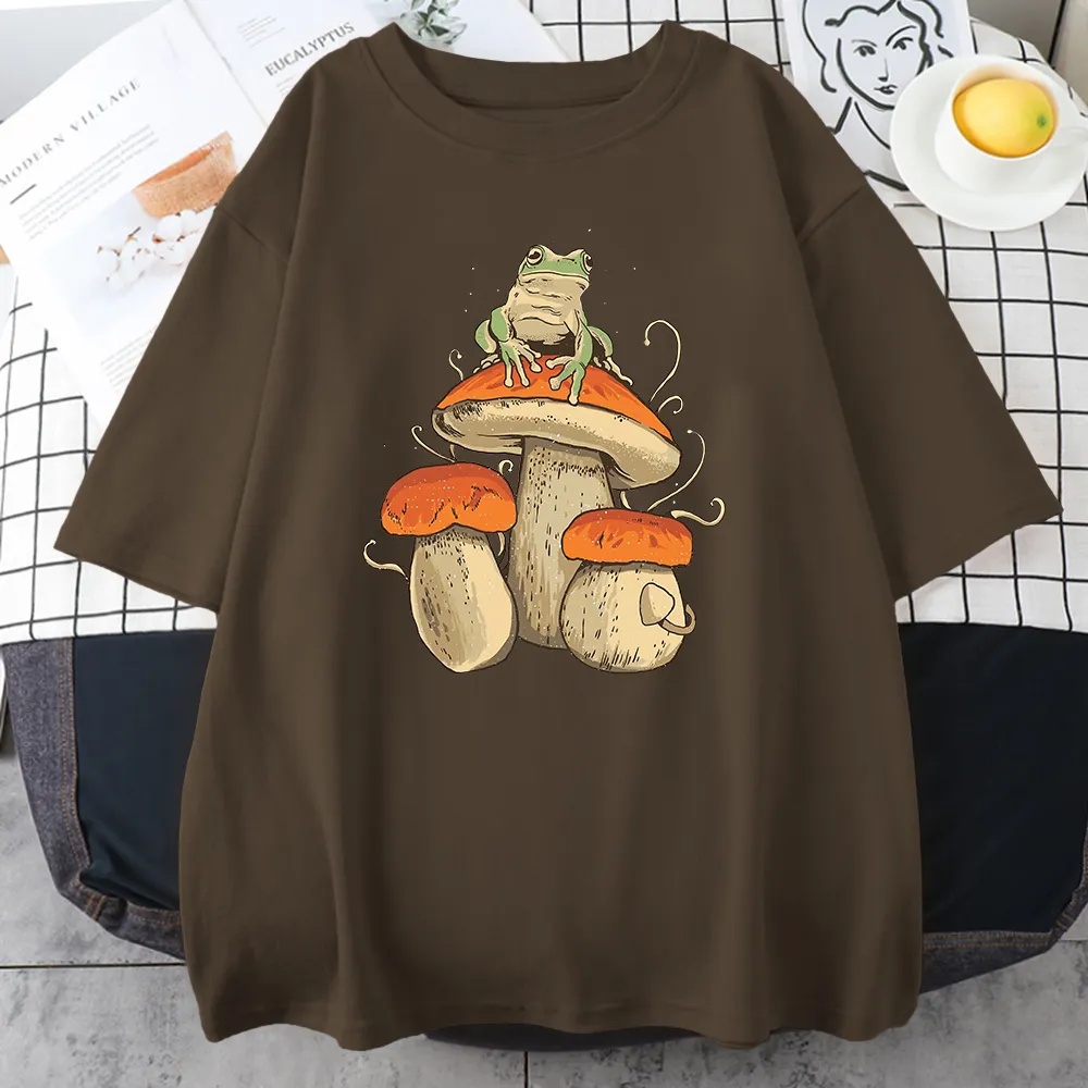 Camisetas para hombre Cottagecore Aesthetic Mushroom Dark Academia Frog Camisetas para hombre Hip Hop Sweat T-Shirt Summer Tops Cotton Oversize Men Clothes 230321