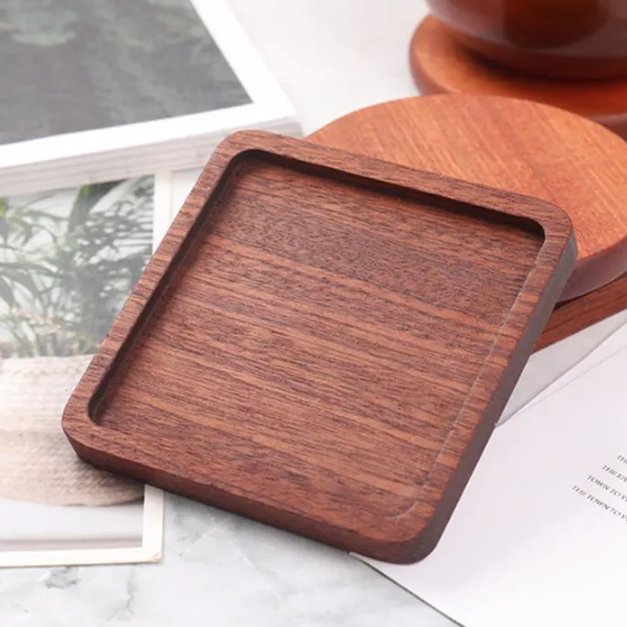 Qualité 20 styles sous-verres en bois hêtre noyer noir café tasse à thé tapis naturel antidérapant théière boisson maison barre outils durables bois napperons rond