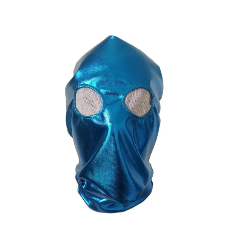 Erwachsene Cosplay Kostümzubehör glänzende metallische Kapuze offene weiße Netzaugen Kostüme Partyzubehör Halloween Masken