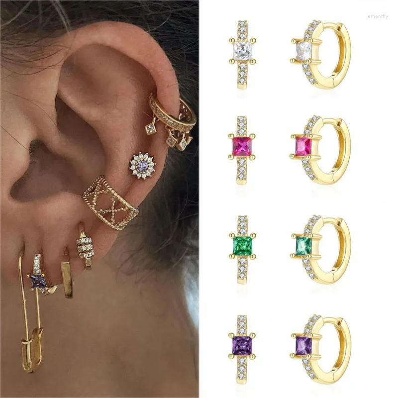 Hoop Earrings Luxury Gold Silver Filled For Women CZ Zircon Colorful Circle Ear Rings Girl Huggie Earring Jewelry Wholesale