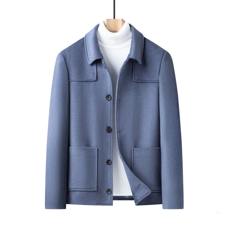 Cappotto da uomo in lana Blds blu Bld M abbottonato manica lunga abbigliamento da ufficio giacca marrone capispalla casual invernale soprabito oversize 230320