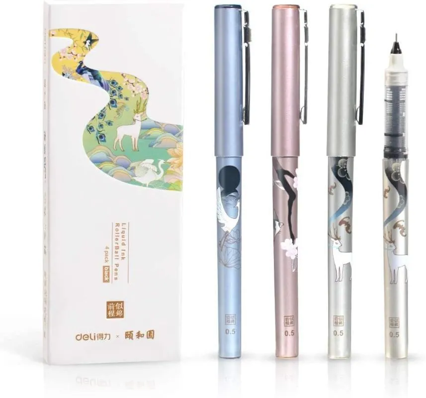 Wholesale Premium 0.5mm Black Rolling Ball Retractable Fountain Pen With  Fine Point Liquid Ink Quick Dry, No Smear, Bleed From Tttingber, $19.22
