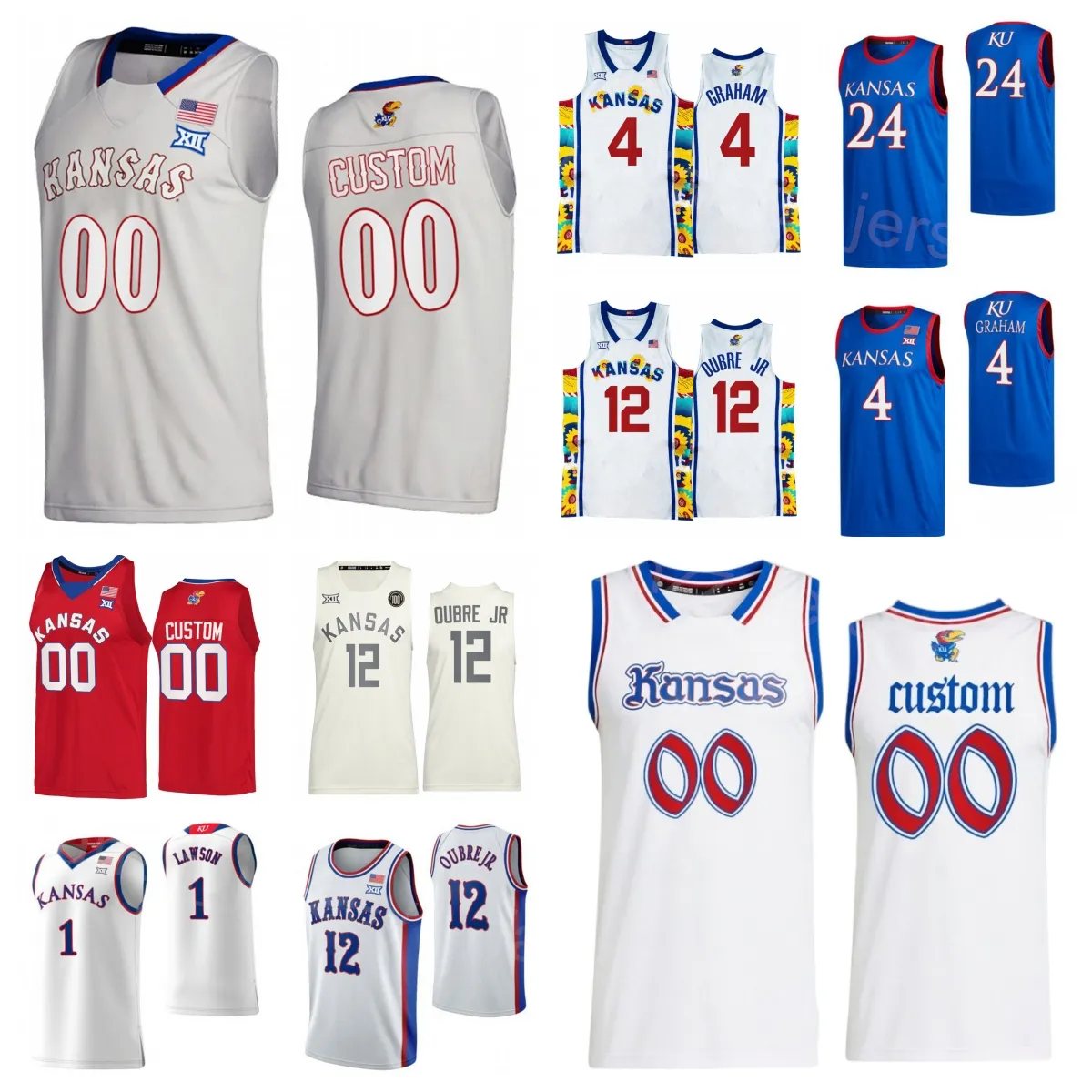 Kolej Basketbolu 12 Kelly Oubre Jr Jersey Kansas Jayhawks 24 Lagerald Vick 0 Frank Mason III 4 Devonte Graham 11 Josh Jackson Dedric Lawson University Sewing NCAA