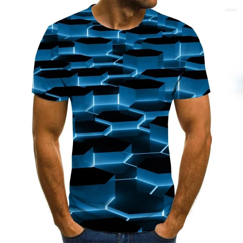 T-shirts pour hommes T-shirt 3D motif irrégulier imprimé à manches courtes été décontracté col rond forme amusante vêtements de rue