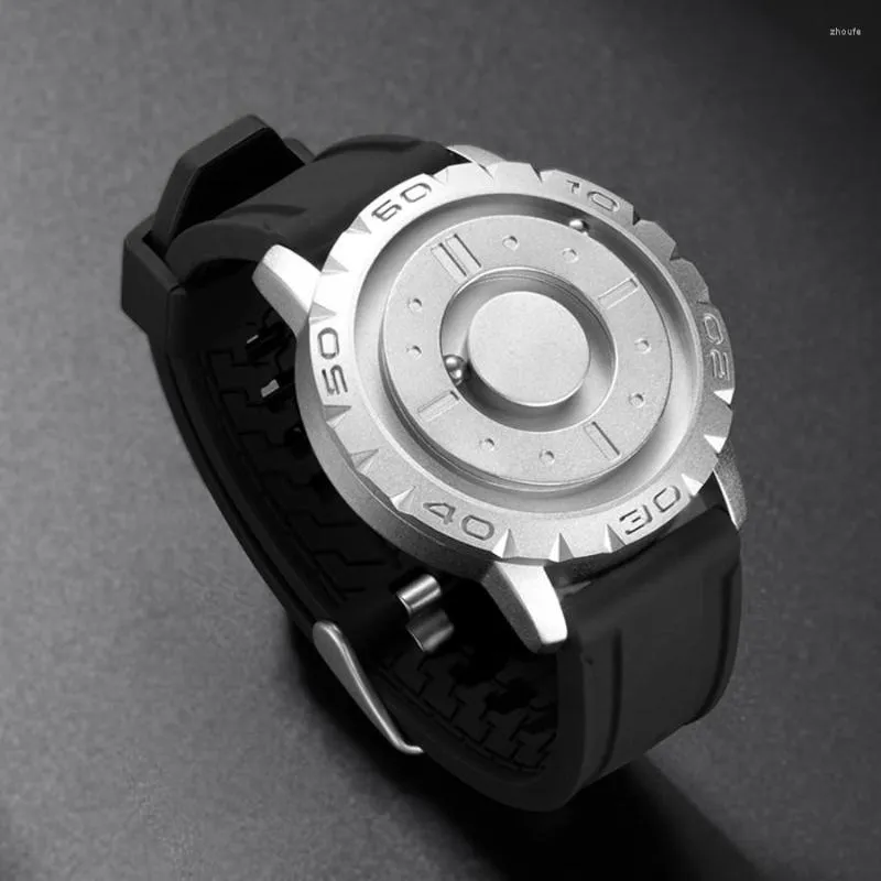Zegarek zegarki męskie zegarek magnetyczny Mężczyźni Kwarc Man Stal nierdzewna wodoodporna sportowa silikon Masculino Masculino