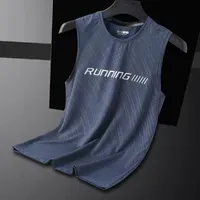 Running Jerseys Men T-Shirt Breathable Polyester Spandex Tank Top Summer Vest Gym Muscle Building Sleeveless Sports Shirt