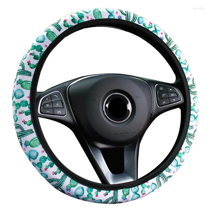 Steering Wheel Covers Colorful Printing Series Car Braid Cover Without Inner Ring Wrap Fit For 37-38CM/14.5"-15" M Size Hand Bar