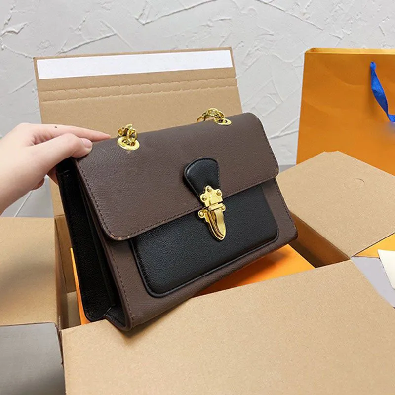 حقيبة جلدية حقائب كتف نسائية من تصميم victoire حقيبة سلسلة محفظة رفرف