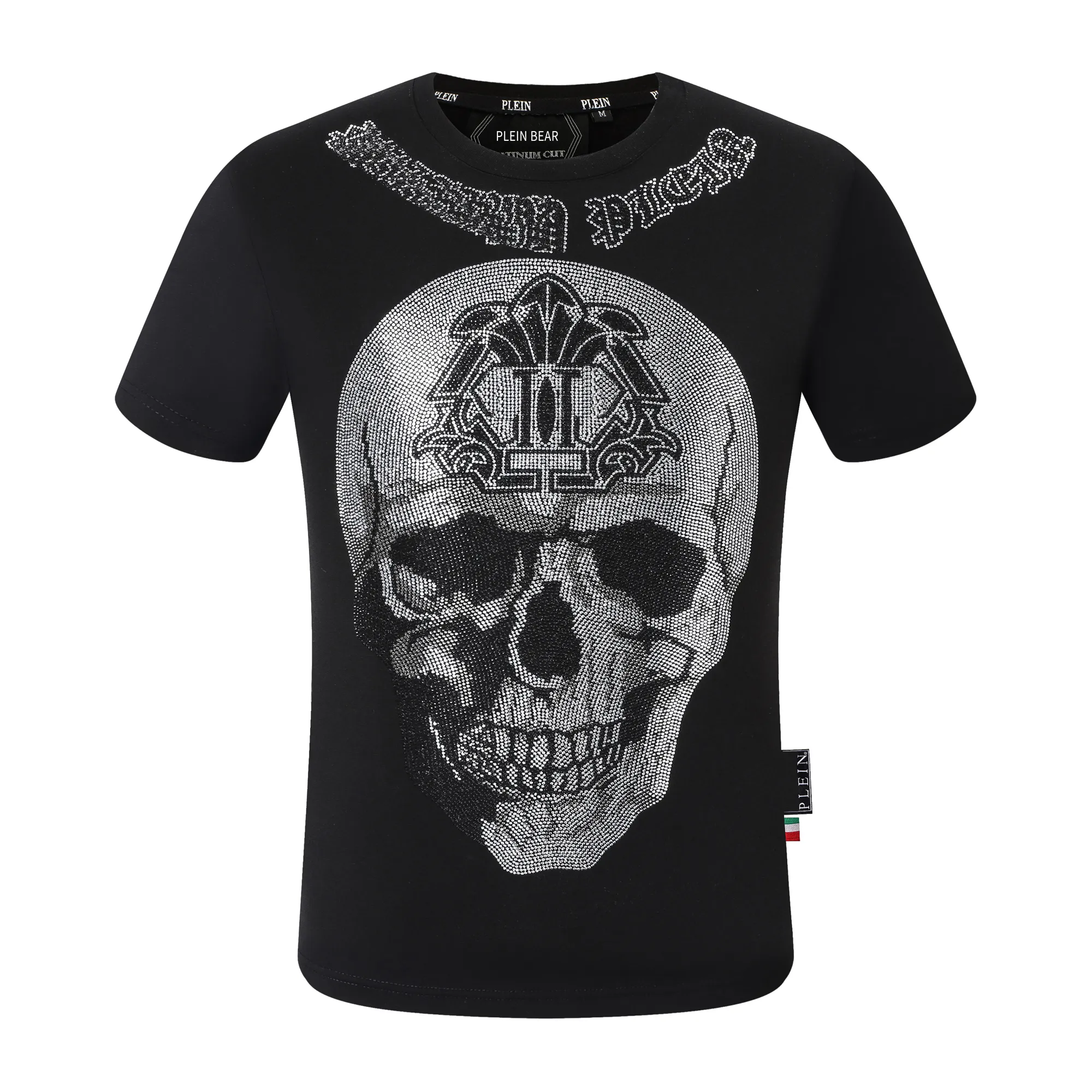 PLEIN BEAR T SHIRT męskie markowe koszulki odzieżowe Rhinestone PP czaszka męska koszulka z okrągłym dekoltem SS gotycki baner PLEIN z kryształami Tshirt koszulki 161702