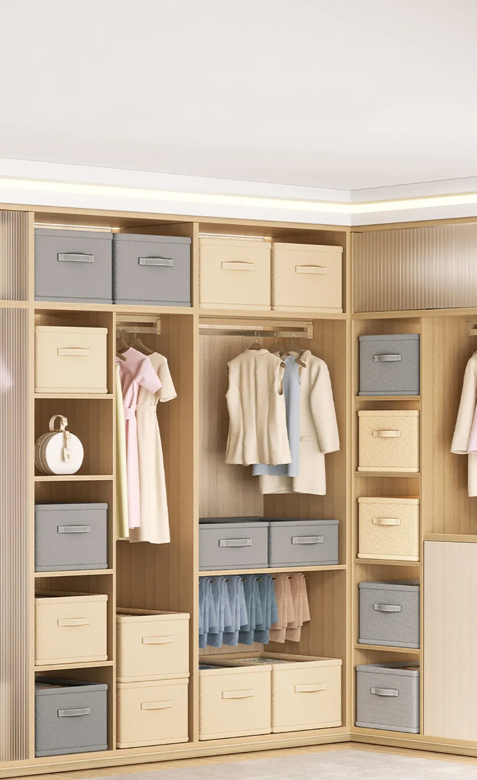 Coat Collection Box Storage Boxes Bins Foldable Large Clothing Organizer For Wardrobe ...