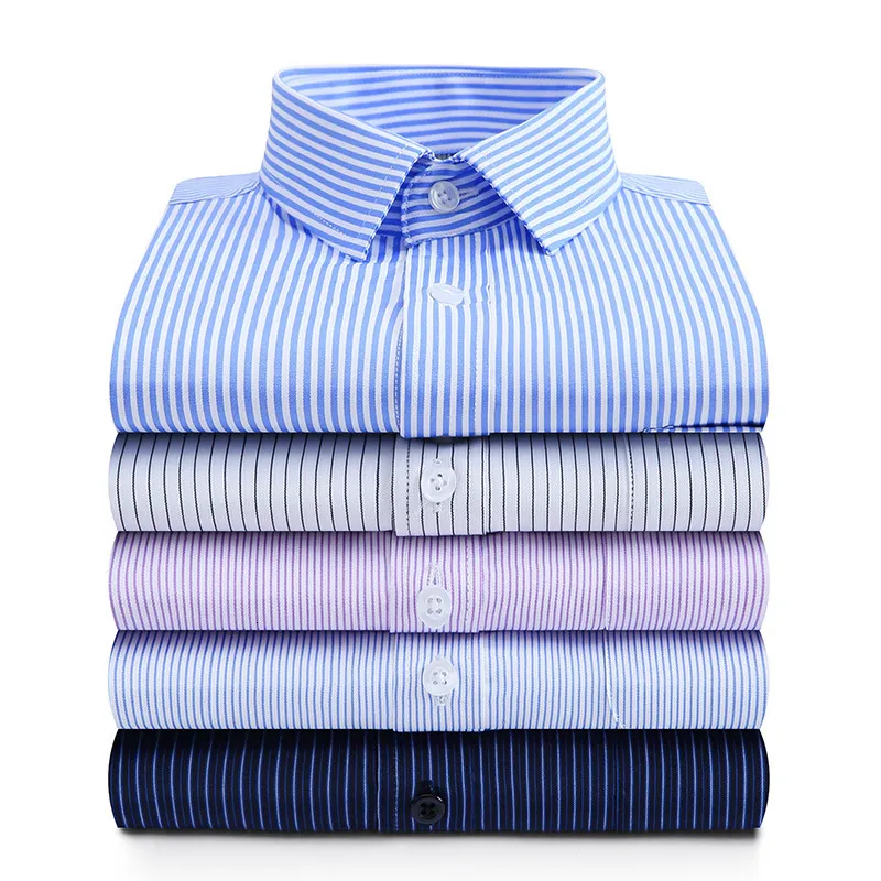 Chemises décontractées pour hommes Vêtements d'été pour hommes Chemises sociales à manches longues pour hommes Chemise à rayures bleues sans repassage Salopette Chemises élégantes pour hommes Chemise masculine pour hommes 230321