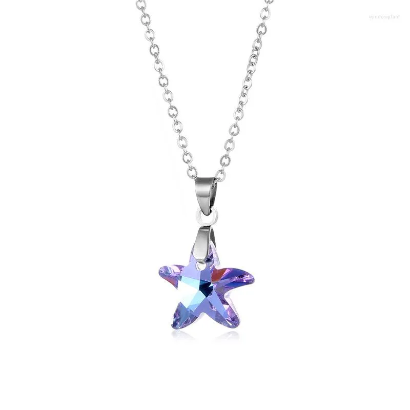 Pendant Necklaces Starfish Crystal Necklace Stainless Steel Chain Yoga Macrame Energy Women Men Fashion Jewelry Accessories