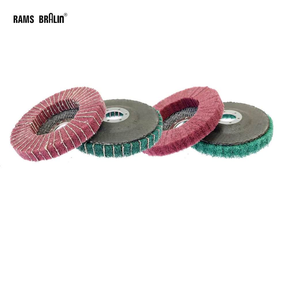 Roues de polissage abrasives de 4.5 pouces, disques à lamelles Non tissés, accessoires pour meuleuse d'angle, 10 pièces/paquet