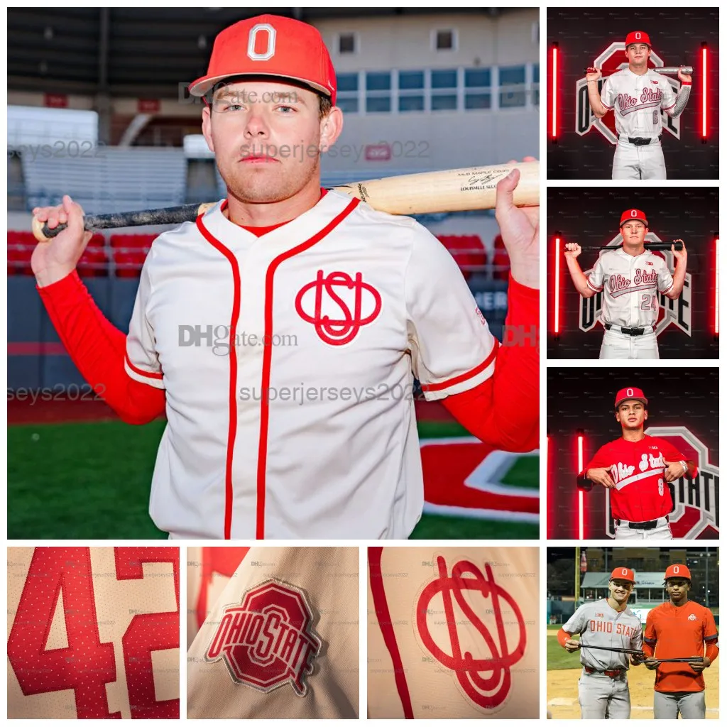 Vintage Ohio State Buckeyes 1900s Style Baseball Jerseys NCAA Authentic