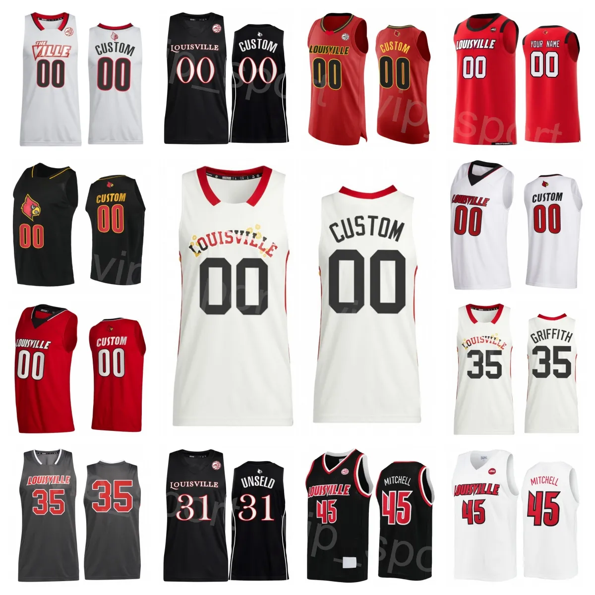 College Basketball 31 Wes Unseld Jersey 3 Peyton Siva 24 JaeLyn Withers 22 Deng Adel Donovan Mitchell 45 35 Darrell Griffith Sewing University NCAA Uomini Bambini Donne