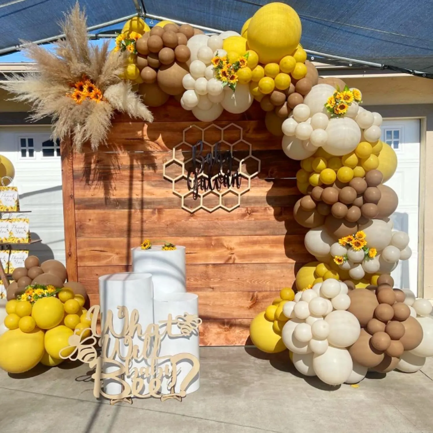 Autres fournitures de fête d'événement 142pcs citron jaune ballon guirlande arc kit sable blanc ballons kaki pour enfants bébé douche de mariage décorations de fête d'anniversaire 230321