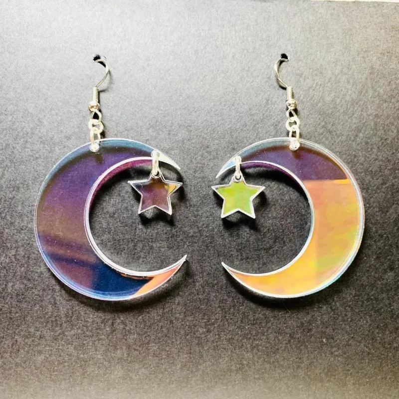 Boucles d'oreilles pendantes KDG nouveauté corée acrylique coloré Transparent étoiles lune boucles d'oreilles bijoux de mode
