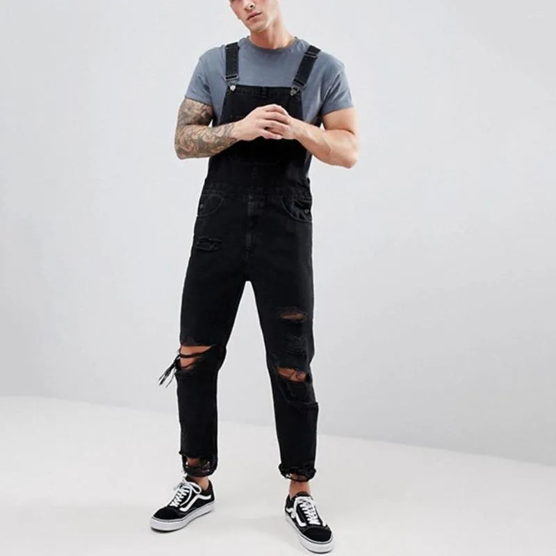 Black ripped jeans overalls 2025