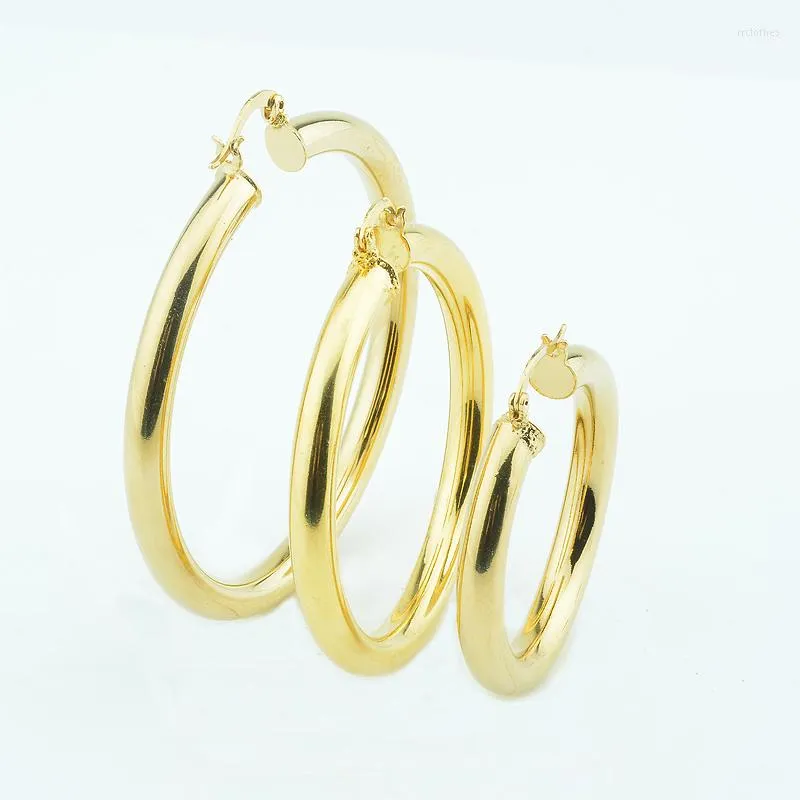 Boucles d'oreilles créoles 1 paire 3 tailles femmes dames couleur or jaune gros petits bijoux ronds