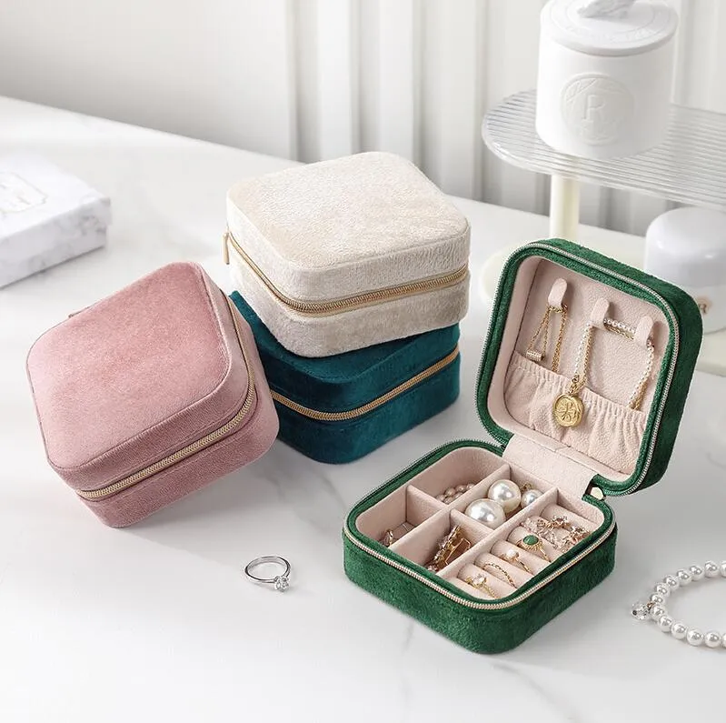 Velvet Small Jewelry Box Necklace Ring Storage Organizer Mini Jewelry Case Jewelry Travel Organizer for Women Girls