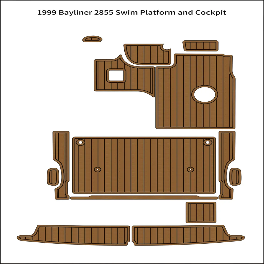 1999 Bayliner 2855 Plateforme de bain Cockpit Bateau Mousse EVA Pont en teck Tapis de sol Auto-support Ahesive SeaDek Gatorstep Style Flooring