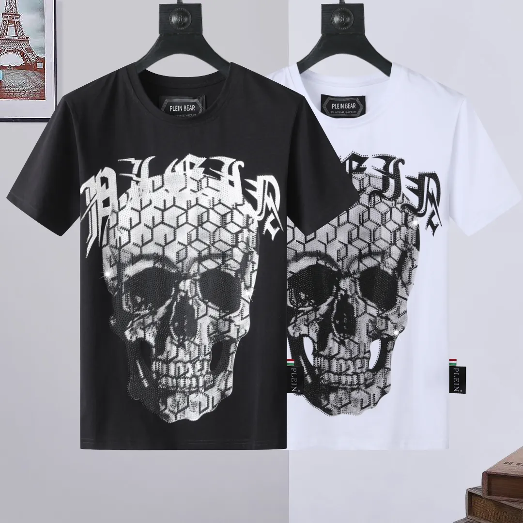 PLEIN BEAR T SHIRT Magliette firmate da uomo Abbigliamento di marca T-SHIRT da uomo con strass PP Skull T-SHIRT COLLO ROTONDO SS SKULL E PLEIN CON CRISTALLI Maglietta Top Tees 161671