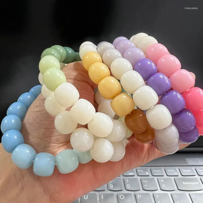 Strand Gradual Bodhi Beads Energy Bracelet Natural Round Stretch Handwork Buddhism Bracelets Bangles For Women Men Yoga Jewelry