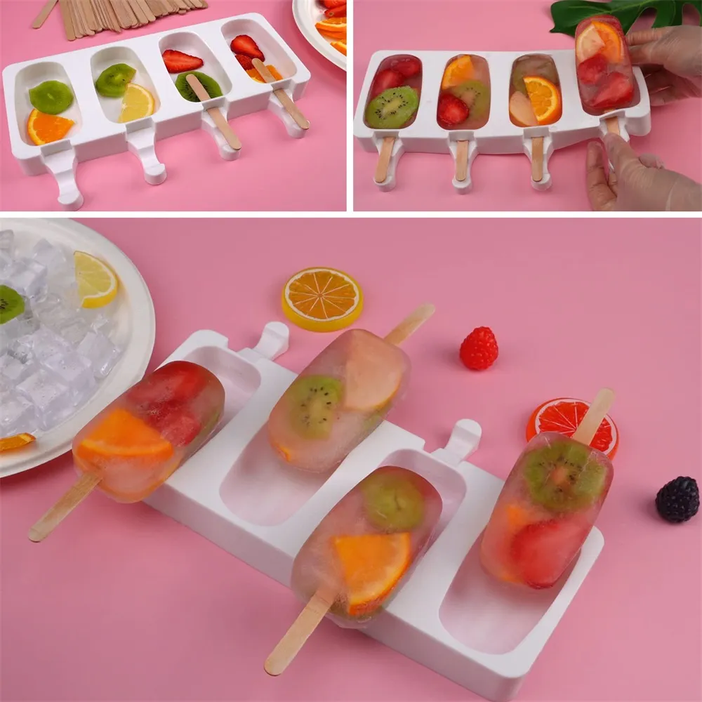 Popsicle Molds Silicone BPA Free 12 Pieces Popsicle Trays for Freezer  Homemade Ice Cream Popsicle Molds - AliExpress
