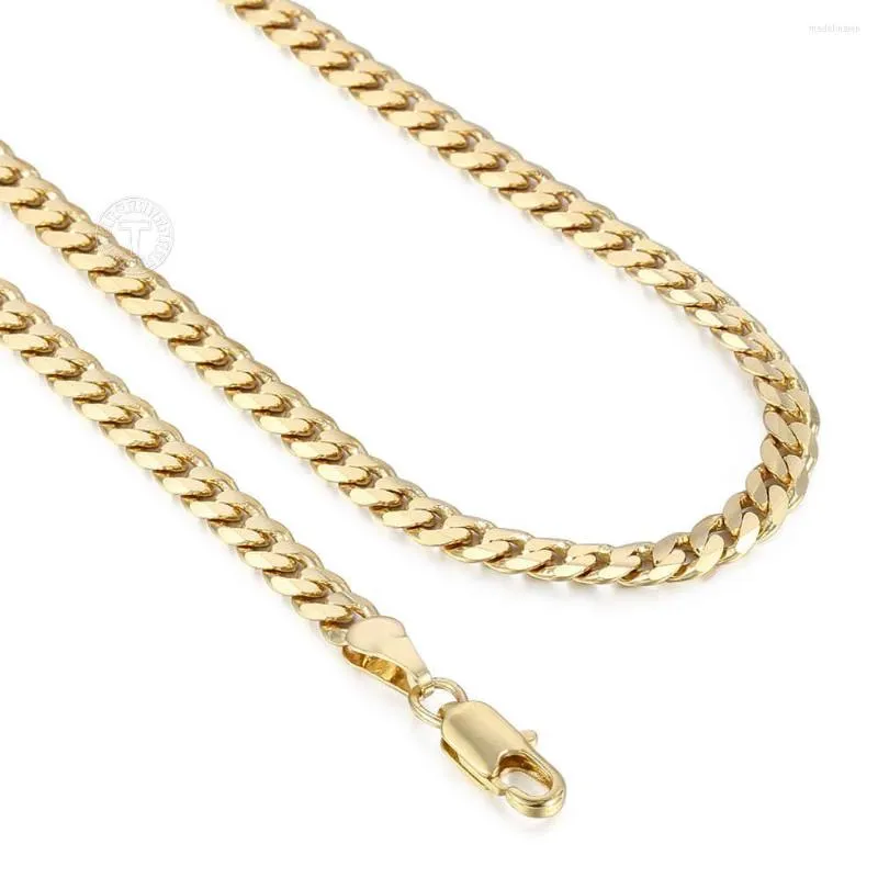 Kedjor Davieslee Womens Mens Chain Cut Cuban Curb Link Halsband Yellow Gold Color GF 4,5 mm LGN438