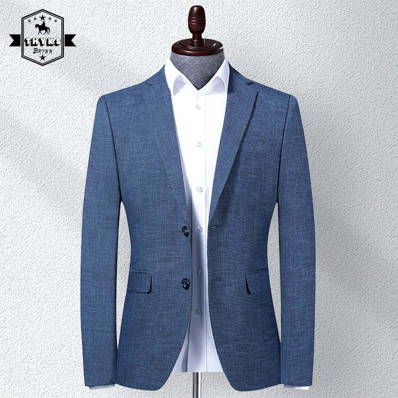 Blue Slim Fit Oversized Single Breasted Blazers For Mens Casual