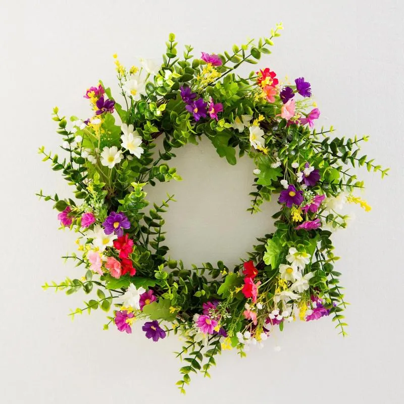 Dekorativa blommor Eukalyptus Forsythia Wreath Decorations Front Door Indoor Wall Window Wedding Rustic Festival Party Home