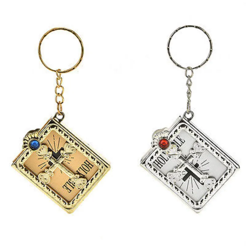 Portachiavi con ciondolo croce versetto della Bibbia cristiana Portachiavi con portachiavi con preghiera del salmo religioso in acciaio inossidabile